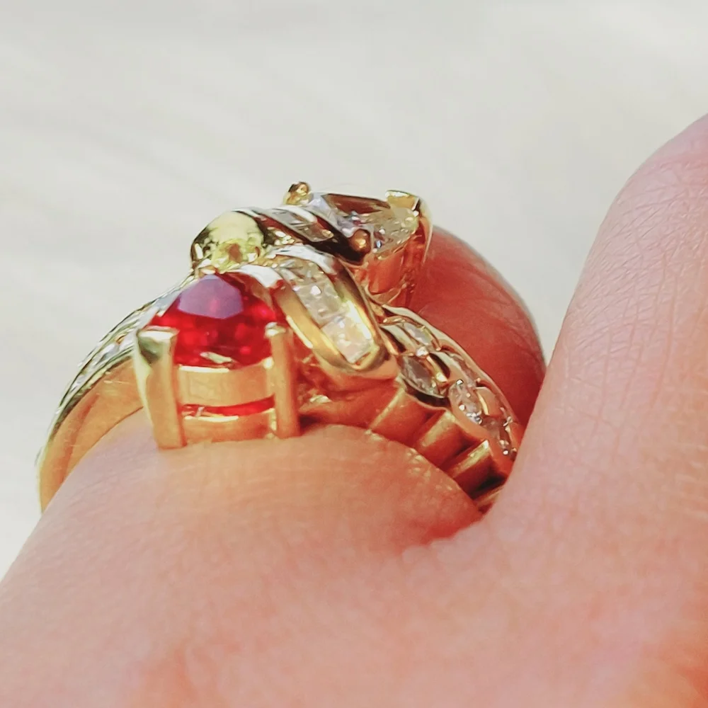 Authentic ruby and diamond ring - Picture 4 of 6